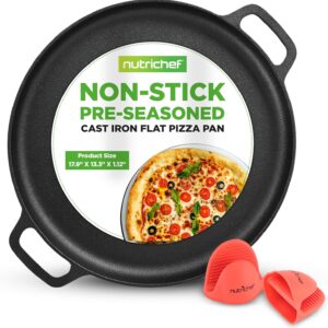 NutriChef 13-Inch Flat Cast Iron Pan